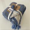 100% Cotton Muslin Throw Blanket, 4 Layers Bedspread, Soft Turkish Cotton Muslin Bed Cover, Reversible Coverlet, Indigo Blue (Throw 47x71-120x180cm) view 4