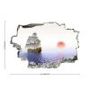 godblessign Sea Ships Sailing Sunrises and Sunsets Sun Wall Decal Landscape 3D Break Through Sticker Removable PVC Funny Art Christmas Home Decor Vinyl Mural for Boy Kids Room Living 36inx24in view 3