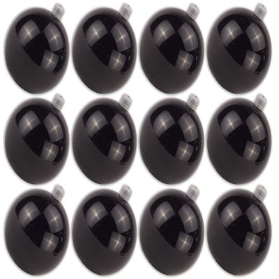 12 Pack 60mm 2.5" Shiny Black Ball Ornament with Wire and UV Coating