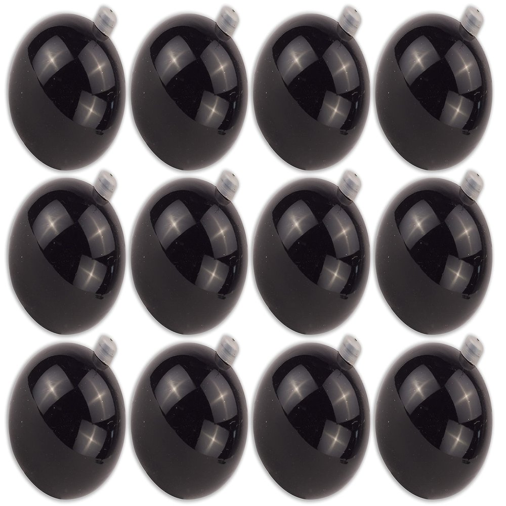 12 Pack 60mm 2.5" Shiny Black Ball Ornament with Wire and UV Coating