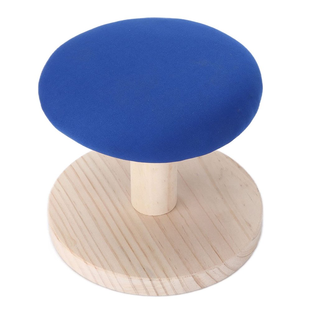 Tabletop Ironing Board, Small Portable Compact Design Rounded Wood Ironing Board Cover and Pad Stable Elastic Edge Sleeve Mini Ironing Board for Sewing, Craft Rooms, Household(Round ironing stool)