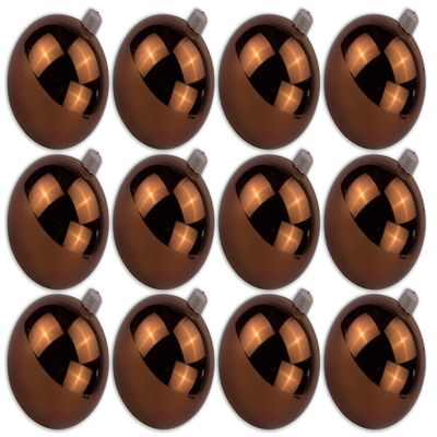 12 Pack 60mm 2.5" Shiny Brown Ball Ornament with Wire and UV Coating