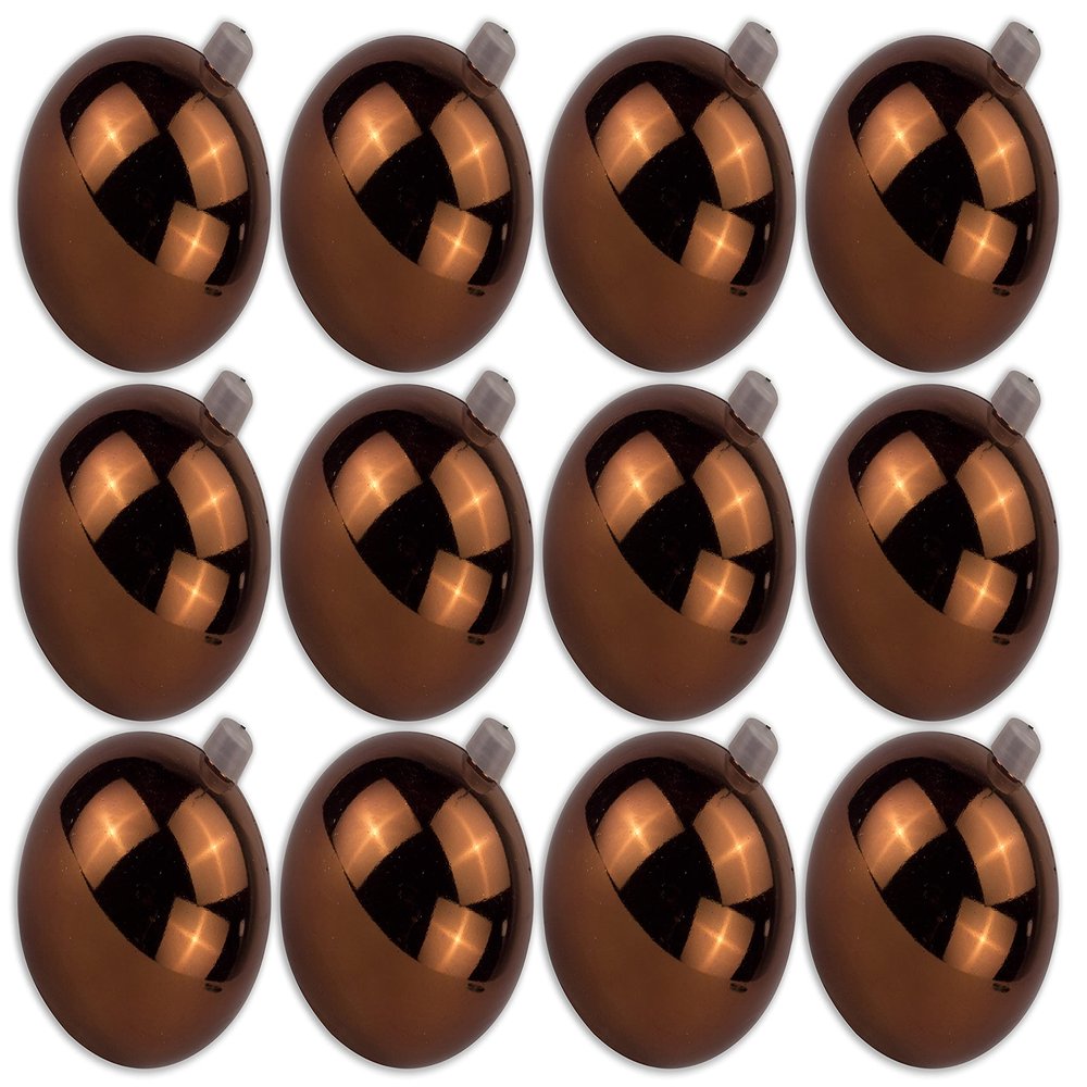 12 Pack 60mm 2.5" Shiny Brown Ball Ornament with Wire and UV Coating