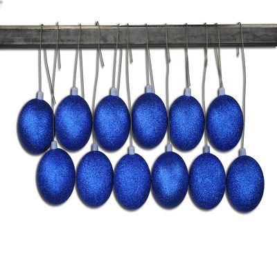 12 Pack 70mm 2.75" Blue Glitter Ball Ornament with Wire