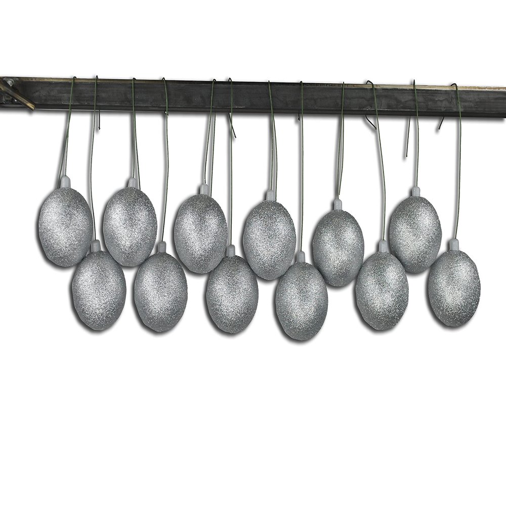 12 Pack 70mm 2.75" Silver Glitter Ball Ornament with Wire