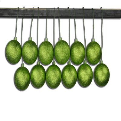 12 Pack 70mm 2.75" Lime Green Glitter Ball Ornament with Wire