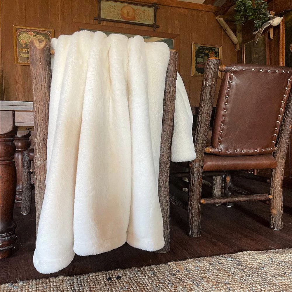 Fur Accents Faux Fur, Bunny Rabbit Throw Blanket with Velvety Soft Minky Cuddle Lining, Bedspread, Throw, Comforter, Hand Made to Order USA (Full Size, Pink)