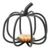 Amish Handmade Pumpkin Candle Holder - Solid Wrought Iron Halloween Tea Light Decoration in Satin Black - 6" Diameter x 6" High - Made in Lancaster Pennsylvania USA view 1
