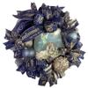 Christmas Nativity Christmas Wreath, Baby Jesus in a Manger, Beautiful Ball Ornaments, Bow, Navy Blue & Gold Christmas Decorations view 3