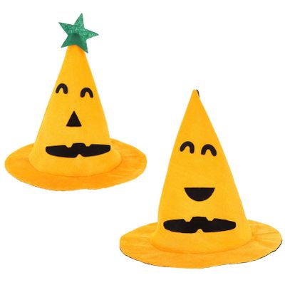 Lurrose 2pcs Halloween Hat Hats Props Red Bracelet for Men Lovely Halloween Decor Hat Stage Show Prop Hat Halloween Apparel Pumpkin Golden Velvet