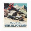 1938 German Grand Prix - Hans Stuck Race Driver - Sieger AUF Auto Union - Vintage Car Racing Poster by Klokien - Fine Art Rolled Canvas Print 16in x 20in view 1