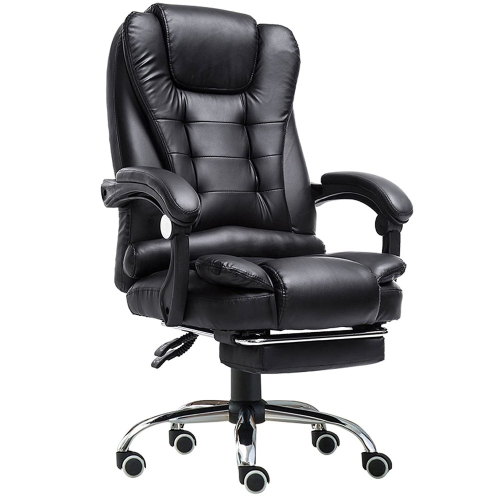 GAXQFEI Chairs Recliner Office Chair Ergonomic Leather Swivel Chair Computerized Office Chair with Armrests and Lumbar Support, Height Adjustable