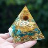 TYZK Meditation Orgone Pyramid Crystals Orgonite Pyramid Tiger Eye Sphere Home Decor (Size : 60mm) view 3