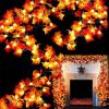 NC 1.5 M/3 M/6 M LED Decorations Maple Leaf Garland String Lights for Indoor Outdoor Garden Home Party Halloween Fireplace Harvest view 2