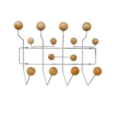 Mod Made Mid Century Modern Bubble Wall Mounted Coat Rack, Wood Color Ball White Frame
