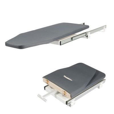 Retractable Pull Out Ironing Board, Closet Sliding Out Swivel Iron Board Mounted in Drawer with 180 Degree Rotatio, 1.8cm/0.06FT Ecological Plate, Removable Cloth Cover, Gray