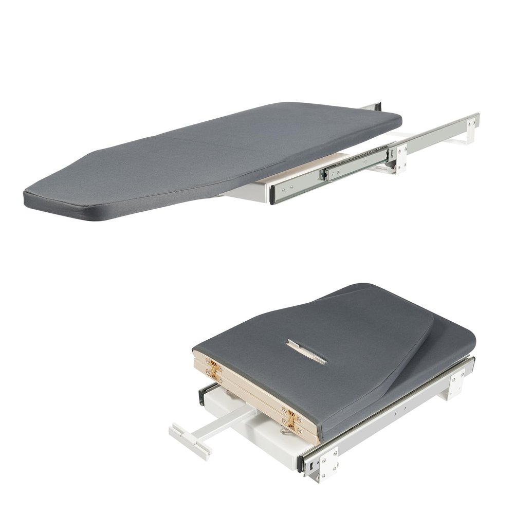 Retractable Pull Out Ironing Board, Closet Sliding Out Swivel Iron Board Mounted in Drawer with 180 Degree Rotatio, 1.8cm/0.06FT Ecological Plate, Removable Cloth Cover, Gray