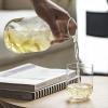 Pitchers Beverage Pitchers 27 Ounces Simple Glass Pitcher with Water Cup Household Vertical Pattern Cold Water Jug for Milk,Juice,Hot and Cold Beverages for Juice Milk Cold or Hot Beverages view 4