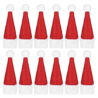 TOYANDONA 50Pcs Christmas Mini Lollipop Hat Bottles Cover Lollipop Candy Hat Mini Santa Claus for Home Christmas Decoration DIY Doll Crafts