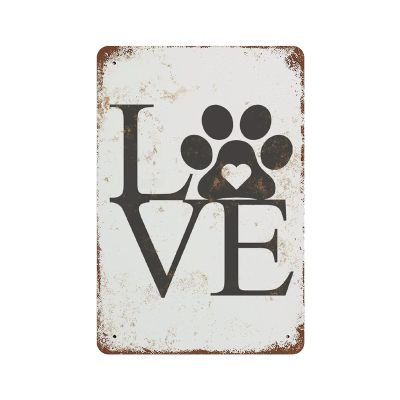 ArogGeld Love Paw Metal Sign Pet Paw Signs Vintage Metal Signs Novelty Metal Plate 8x12 Inspirational Wall Decor for Home Kitchen Garden Bar