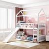 XIONGGG House Bunk Bed with Slide, Twin Over Twin Wood Bunk Bed Frame with Guardrail/Ladder, Sweet Gift for Toddlers Kids Boys Girls (White-S) view 1