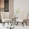 Alunaune Accent Chair Set of 2 Upholstered Living Room Chairs Modern Bedroom Furniture Sets Armless Slipper Club Chair Guest Reception Couch Comfy Wingback Single Sofa-Ivory view 1