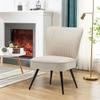 Alunaune Accent Chair Set of 2 Upholstered Living Room Chairs Modern Bedroom Furniture Sets Armless Slipper Club Chair Guest Reception Couch Comfy Wingback Single Sofa-Ivory view 4