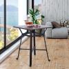 ALPHA HOME Bar Table Height Pub Table Modern Square Solid Wood Bistro Kitchen Cafe Dining Easy Assemble Top Table Sturdy Metal Frame Indoor,Brown. view 1