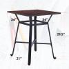 ALPHA HOME Bar Table Height Pub Table Modern Square Solid Wood Bistro Kitchen Cafe Dining Easy Assemble Top Table Sturdy Metal Frame Indoor,Brown. view 2