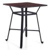 ALPHA HOME Bar Table Height Pub Table Modern Square Solid Wood Bistro Kitchen Cafe Dining Easy Assemble Top Table Sturdy Metal Frame Indoor,Brown. view 3
