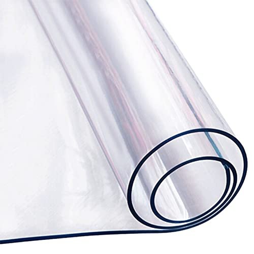 Odorless 2mm Thick Clear Table Protector for Dining Room Table,Clear Plastic Table Cover Roll,Clear Tablecloth Cover Protector,Clear Table Pad Thick Plastic Table Mat Sheet -Customizable
