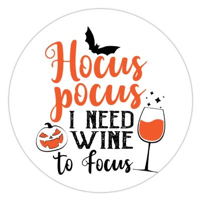 100 Pcs Halloween Stickers for Hocus Pocus I Need Wine to Focus Stickers Halloween decorations Stickers for Envelope Seals Candy Halloween Party Decorations