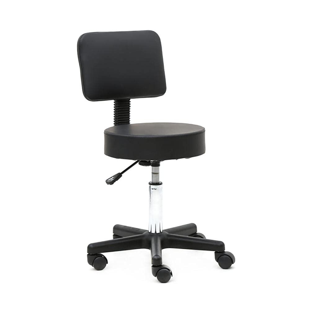 Adjustable Height Salon Stool,Round Shape Bar Stools with Back,Swivel Bar Chairs,PU Leather Fabric,Metal Legs,Suitable for Any Environment,Durable and Soft,Easy to Wipe,Fashion-Black