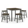 Furniture of America Silva Wood 5-Piece Counter Dining Set in Light Gray view 1