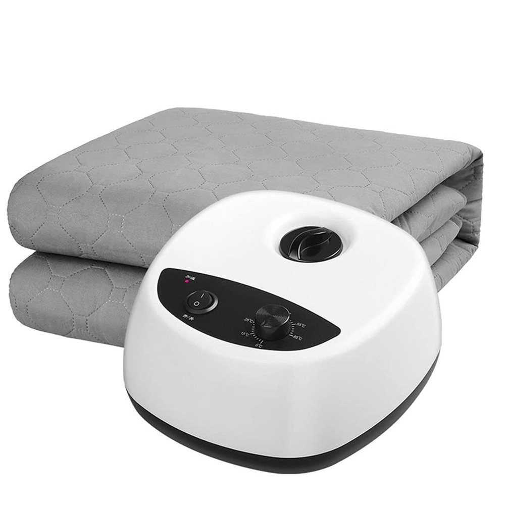 Heating Mattress Pad Water Heated Mattress Pad,Soft and Comfortable Water Circulation Warm Bed,Safe Non-Radiation Electric Blanket (Color : White+Grey, Size : 0.9X1.8M)