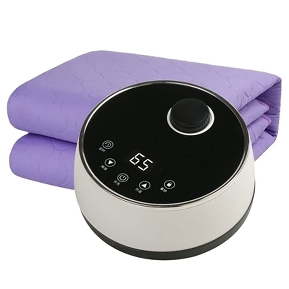 Heating Mattress Pad Water Heated Mattress Pad,Water Circulation Heating Bed with Remote Control and 24-Hour Timer Function (Color : Beige+Purple, Size : 1.2X1.8M)