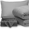 7 PC Best Bedding Set-100% Egyptian Cotton-600 TC Grey/Light Grey | Twin/Twin XL Bed in A Bag-1 Box Stitched Comforter with 4 PC Sheet Set & 2 Pillow Shams (15" Deep Pockets) Premium Bed Set view 1