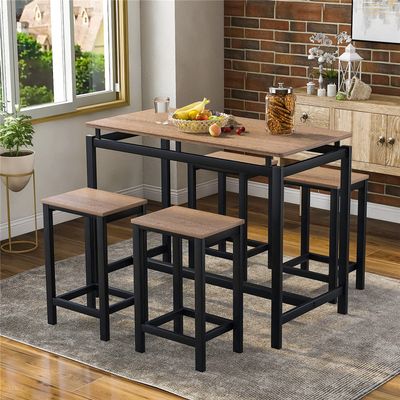 WZFANJIJ 5 Piece Dining Set,Dining Table with 4Stools,Home Kitchen Breakfast Table,Bar Table Set, Bar Table with 4 Bar Stools,Kitchen Counter with Bar Chairs