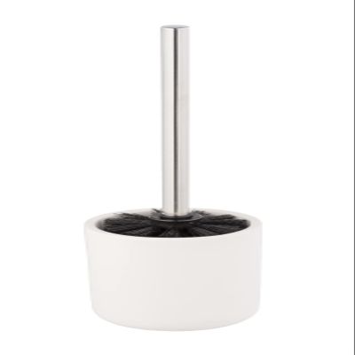 Allstar Olinda Toilet Brush Holder in Frosted Finish Ceramic with Black Toilet Brush Holder Diameter 9.5 x Depth 40 cm White
