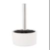 Allstar Olinda Toilet Brush Holder in Frosted Finish Ceramic with Black Toilet Brush Holder Diameter 9.5 x Depth 40 cm White view 1