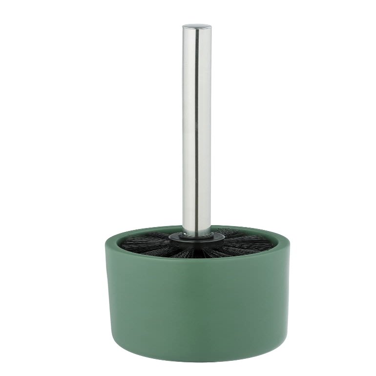 Allstar Olinda Toilet Brush Set, Green, Bathroom Accessories with Frosted Finish, Ceramic, 9,5 x 40 x 9,5 cm