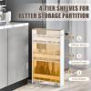 Giantex 4 Tier Rolling Slim Storage Cart, 5" Narrow Slide Out Kitchen Cart w/Handle & Open Shelves, Space-Saving Compact Mobile Utility Trolley for Small Space Laundry Room (White & Natural) view 2