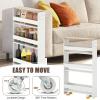 Giantex 4 Tier Rolling Slim Storage Cart, 5" Narrow Slide Out Kitchen Cart w/Handle & Open Shelves, Space-Saving Compact Mobile Utility Trolley for Small Space Laundry Room (White & Natural) view 3
