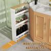Giantex 4 Tier Rolling Slim Storage Cart, 5" Narrow Slide Out Kitchen Cart w/Handle & Open Shelves, Space-Saving Compact Mobile Utility Trolley for Small Space Laundry Room (White & Natural) view 4