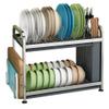 2-Tier Dish Rack Dish Drying Rack 304 Stainless Steel Drainer with Drainer Board,With hopstick holder for Kitchen Counter (Color : Silver, Size : 47 * 23 * 37.5cm) view 1