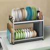 2-Tier Dish Rack Dish Drying Rack 304 Stainless Steel Drainer with Drainer Board,With hopstick holder for Kitchen Counter (Color : Silver, Size : 47 * 23 * 37.5cm) view 3