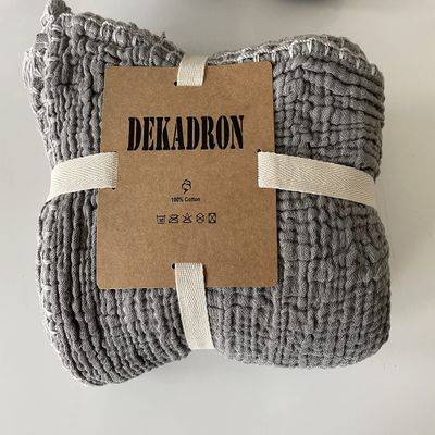 100% Cotton Muslin Throw Blanket, 4 Layers Bedspread, Soft Turkish Cotton Muslin Bed Cover, Reversible Coverlet, Anthracite Grey (Throw 47x71-120x180cm)