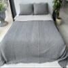 100% Cotton Muslin Throw Blanket, 4 Layers Bedspread, Soft Turkish Cotton Muslin Bed Cover, Reversible Coverlet, Anthracite Grey (Throw 47x71-120x180cm) view 2