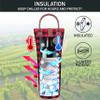 opux Wine Bag Single Bottle Carrier Tote, Insulated Travel Wine Cooler Bag for Picnic Beach Gift, Thermal Padded Portable One Bottle Holder Carrying Case for Women Men Wine Lovers, Plaid Buffalo Red view 2