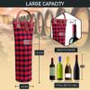 opux Wine Bag Single Bottle Carrier Tote, Insulated Travel Wine Cooler Bag for Picnic Beach Gift, Thermal Padded Portable One Bottle Holder Carrying Case for Women Men Wine Lovers, Plaid Buffalo Red view 3